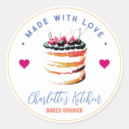 ラブキッチン付きストロベリーケーキベーカリー ラウンドシール