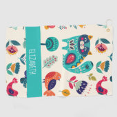 ラブキャッツスカンジナビアフォークアートガールズデコール ゴルフタオル (横)