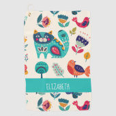 ラブキャッツスカンジナビアフォークアートガールズデコール ゴルフタオル (正面)