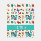 ラブキャッツスカンジナビアフォークアートガールズデコール フリースブランケット (正面)