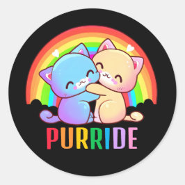 ラブキャッツレインボーブラック ラウンドシール