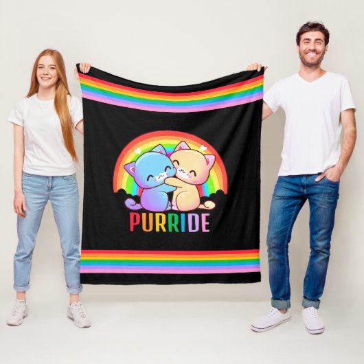 ラブキャッツレインボー フリースブランケット (インサイチュ)