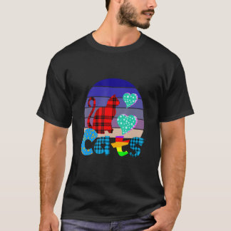 ラブキャッツ予測できなサンセットカラフルデザイン Tシャツ