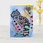 ラブキャッツ子猫水彩及びインク誕生日カード カード (黄色い花)