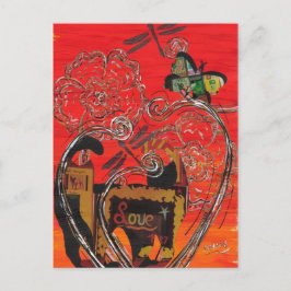 ラブキャットとバタフライハガキ ポストカード