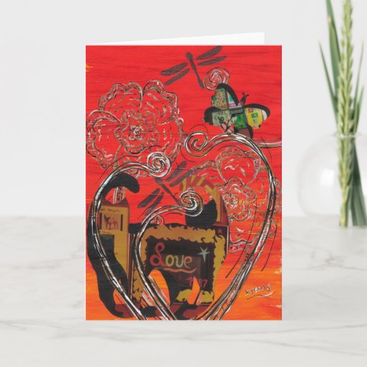 ラブキャットと蝶のグリーティングカード カード (正面)