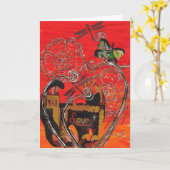 ラブキャットと蝶のグリーティングカード カード (黄色い花)