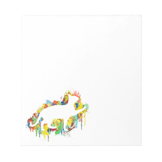 ラブキャットカラフルの絵画スプラッシュ ノートパッド (正面)