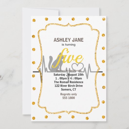 ラブキャット心臓図 – 背景色を選択 招待状 (正面)