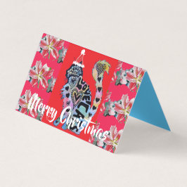 ラブキャット赤メリー紫クリスマスカードセット