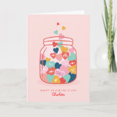 ラブキャンディハートメッセージメイソンジャールバレンタイン シーズンカード (正面)