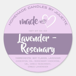ラブキャンドルハートラベンダー製 ラウンドシール