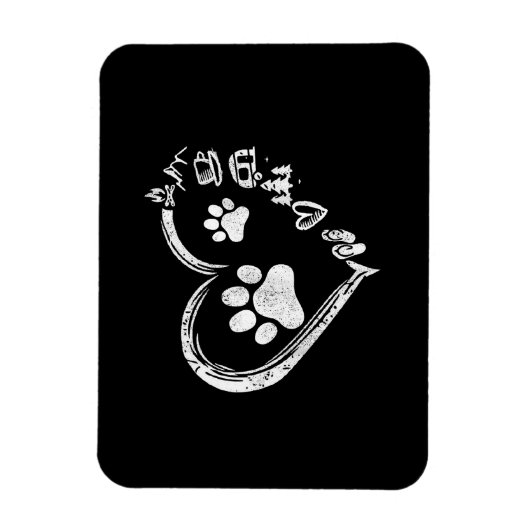 ラブキャンピングドッグポープリントハートビーチサンダルコーヒー マグネット (縦)