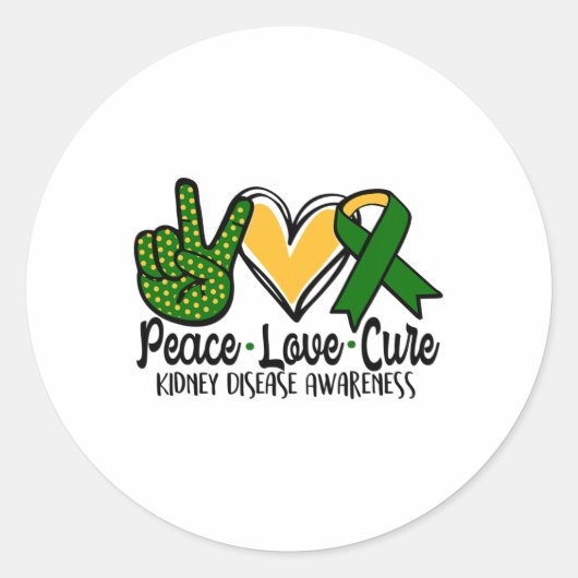 ラブキュア腎臓の病気認識度マーチグリーンリブ ラウンドシール (正面)