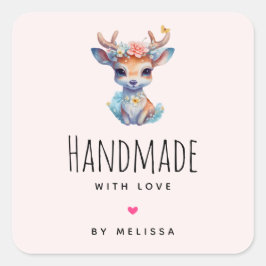 ラブキュートベビー鹿イラストレーション手作り スクエアシール