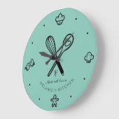 ラブキュートベーキングウィスクティール（緑がかった色）ブルー ラージ壁時計 (傾斜)