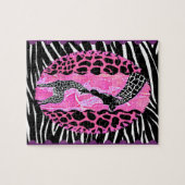 ラブキラフェピンクアニマルプリント ジグソーパズル (横)