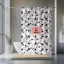 ラブギフトシャワーカーテン ウェディング ハート スケッチ シャワーカーテン