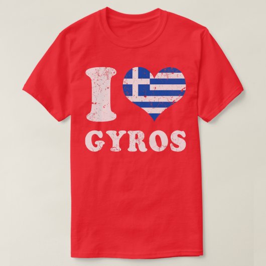 ラブギロスGreekフードギリシャ国旗 Tシャツ (デザイン正面)