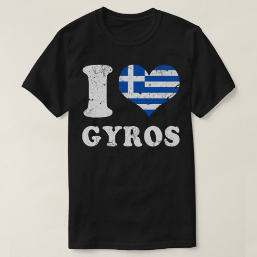 ラブギロスGreekフードギリシャ国旗 Tシャツ (デザイン正面)