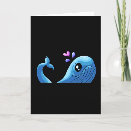 ラブクジラ | ハートを吹き出すバレンタイン カード (正面)