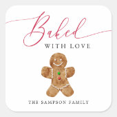 ラブクッキー焼いた交換ギフトラベル付き スクエアシール (正面)