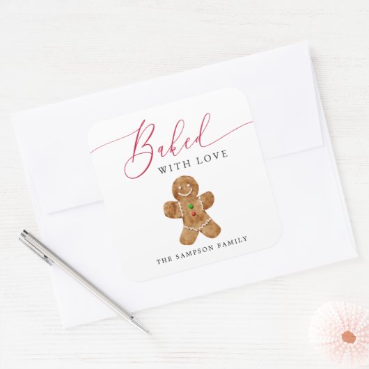 ラブクッキー焼いた交換ギフトラベル付き スクエアシール (封筒)