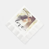 ラブクラシックスクリプトシック書道写真結婚の 縁ありランチョンナプキン (角)