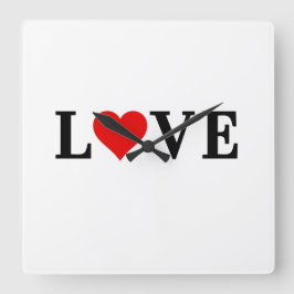 ラブクラシックハートシンプルエレガント スクエア壁時計