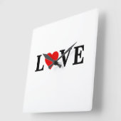 ラブクラシックハートシンプルエレガント スクエア壁時計 (傾斜)