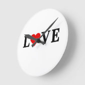 ラブクラシックハートシンプルエレガント ラウンド壁時計 (傾斜)