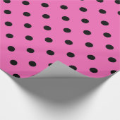 ラブクラシックル、ピンクエレガントとブラックの水玉模様 ラッピングペーパー (角)