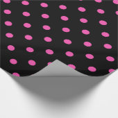 ラブクラシックル、ピンクエレガントとブラックの水玉模様 ラッピングペーパー (角)