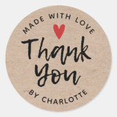 ラブクラフトで手作りありがとう素朴クラフトクラシック ラウンドシール (正面)