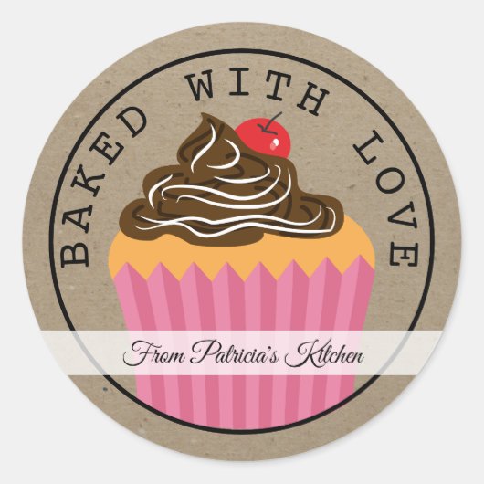 ラブクラフトを持焼いたつクリスマスカップケーキ ラウンドシール (正面)