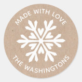 ラブクラフトクリスマススノーフレークステッカーで作られる ラウンドシール (正面)