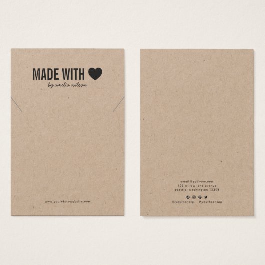 ラブクラフトネックレスディスプレイカードで作られたハート (正面&裏面)