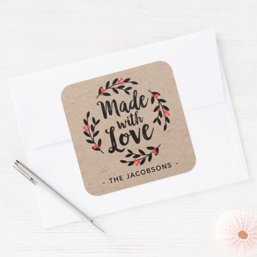 ラブクラフトパーソナライズされたスクエアのステッカーで作られた スクエアシール (封筒)