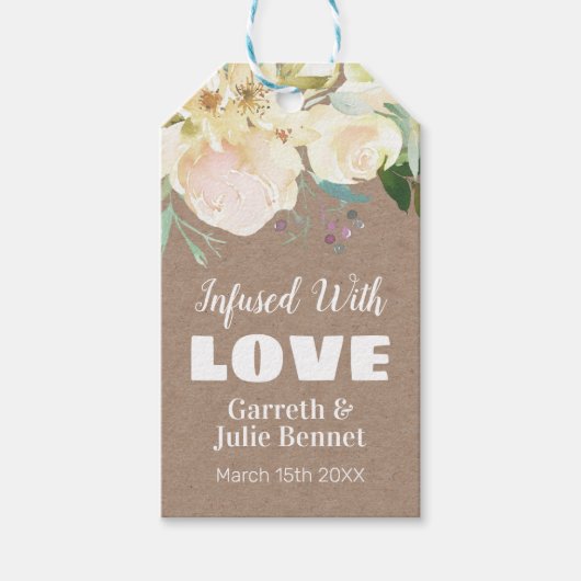 ラブクラフトピンク素朴フローラが詰め込ま結婚れる ギフトタグ (正面)