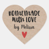 ラブクラフト付き手作りパーソナライズされた ハートシール (正面)