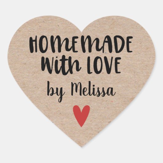 ラブクラフト付き手作りパーソナライズされた ハートシール (正面)