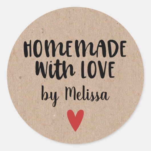 ラブクラフト付き手作りパーソナライズされた ラウンドシール (正面)