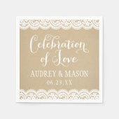 ラブクラフト素朴アンド結婚レースお祝い スタンダードカクテルナプキン (正面)