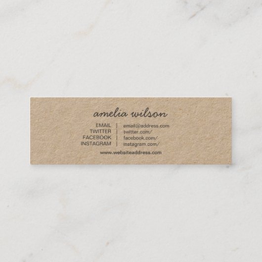 ラブクラフト素朴ソーシャルメディアで作られたハート スキニー名刺 (裏面)