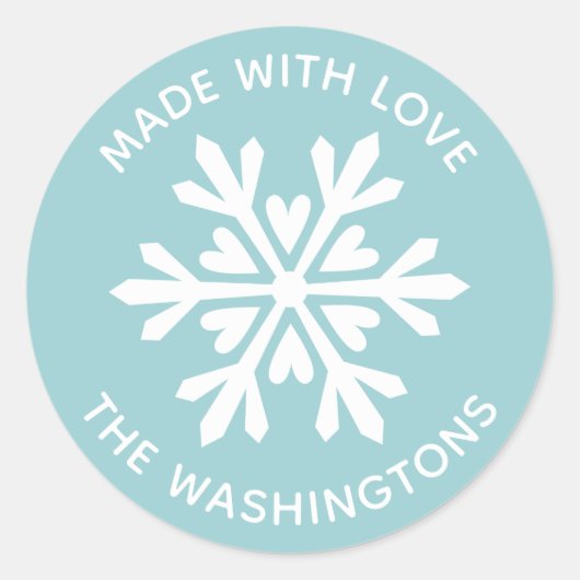 ラブクリスマススノーフレークステッカーで作る ラウンドシール (正面)