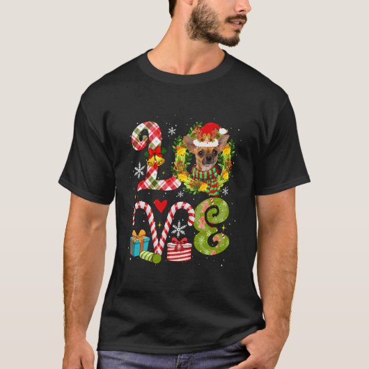 ラブクリスマスチワワSanta Hat Dog Own Tシャツ (正面)