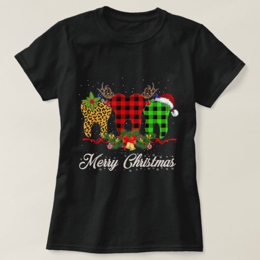 ラブクリスマスツリー聴診器ナースクリスマスT- Tシャツ (デザイン正面)