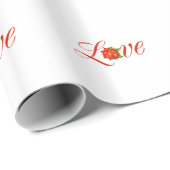 ラブクリスマスポインセチアデザインクリスマスホリデイ ラッピングペーパー (ロールコーナー)