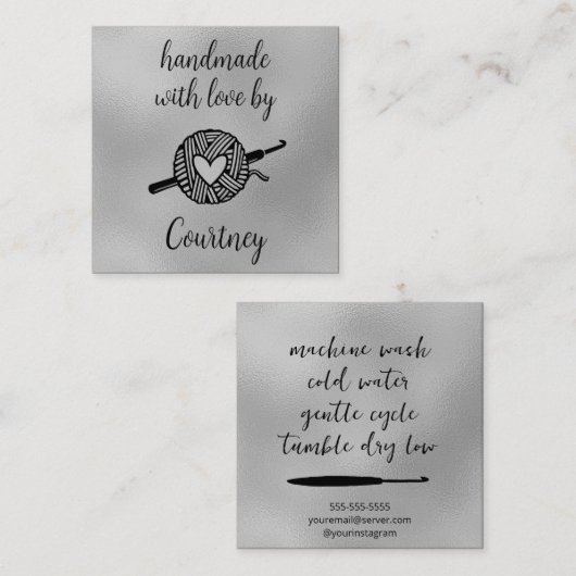 ラブクロシェで手作り スクエア名刺 (正面/裏面)