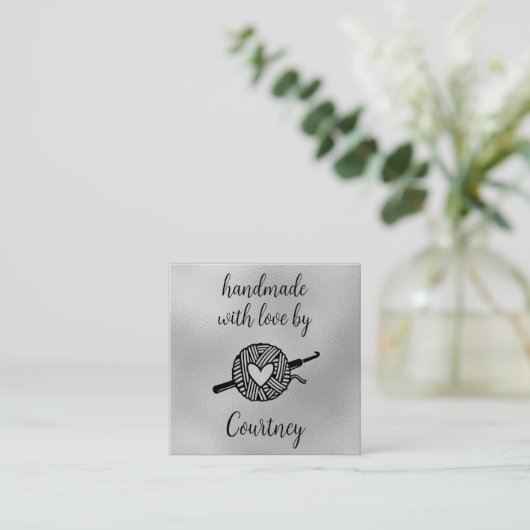 ラブクロシェで手作り スクエア名刺 (スタンド正面)